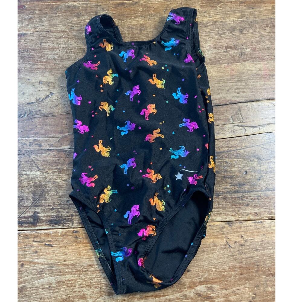 Destira Black Rainbow Unicorn Leotard CXS